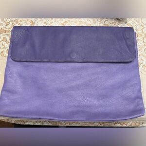 Levenger Purple Leather Computer Laptop Bag Messenger Brief Case